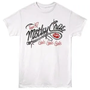 Motley Crue Girls Whipped Tour 87 Men's T Shirt White