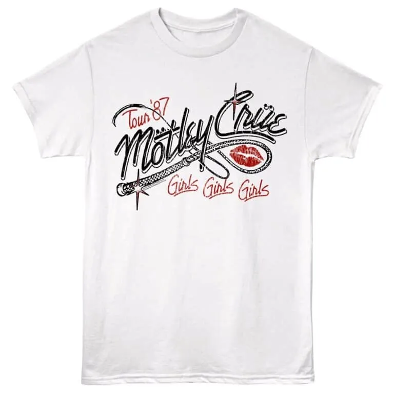 Motley Crue Girls Whipped Tour 87 Men's T Shirt White