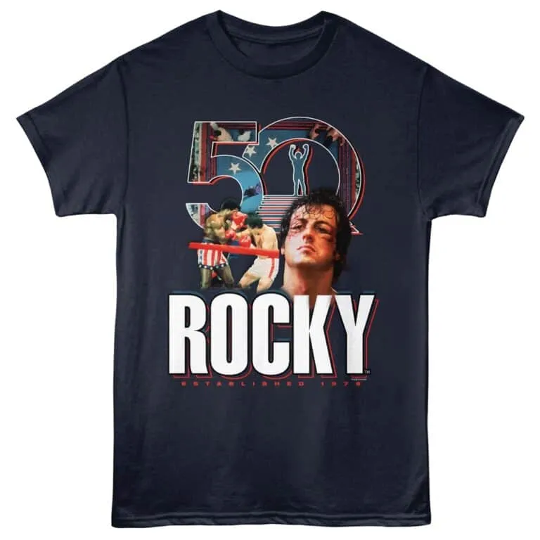 Rocky 50th Montage Men's T Shirt Navy