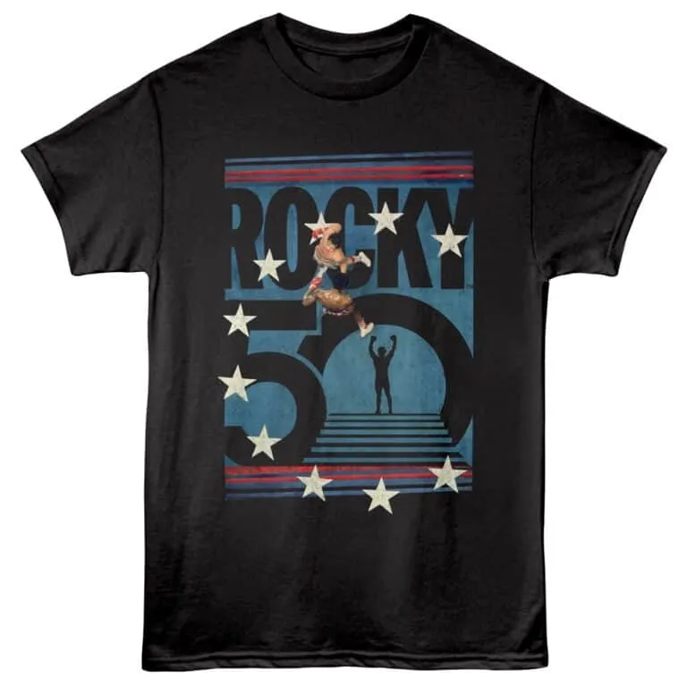 Rocky 50 Boxing Ring Men's T Shirt Black