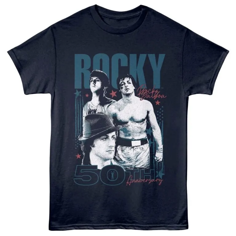 Rocky Balboa 50th Anniversary Men's T Shirt Navy