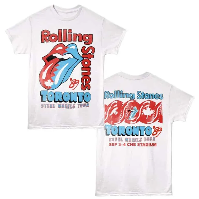 Rolling Stones Toronto Steels Wheels Tour 89 Men's T Shirt White