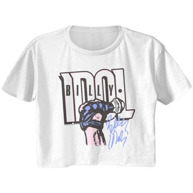 Billy Idol Autograph Fist Women’s Crop T Shirt