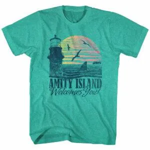 Jaws Vintage Amity Island Welcome Postcard T-Shirt
