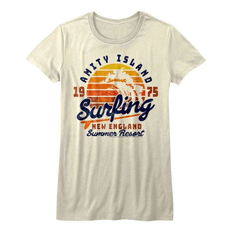 Jaws Amity Island Surfing Sunset Women’s T Shirt