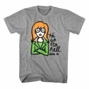 MTV Daria Hi Go to Hell Men's T Shirt Graphite Gray Heather