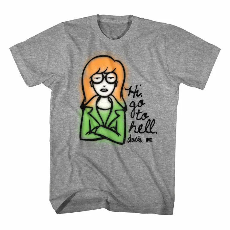 MTV Daria Hi Go to Hell Men's T Shirt Graphite Gray Heather