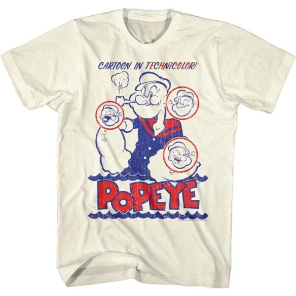 Popeye Cartoon in Technicolor Men’s T Shirt
