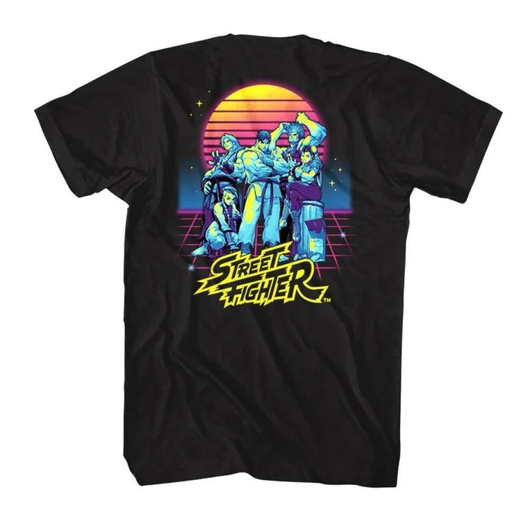 Street Fighter Synthwave Sunset Men's T Shirt - Image 4