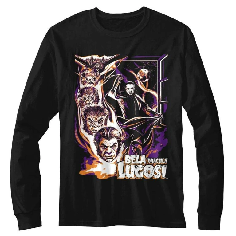 Bela Lugosi Vampire Bat Transformation Long Sleeve T Shirt