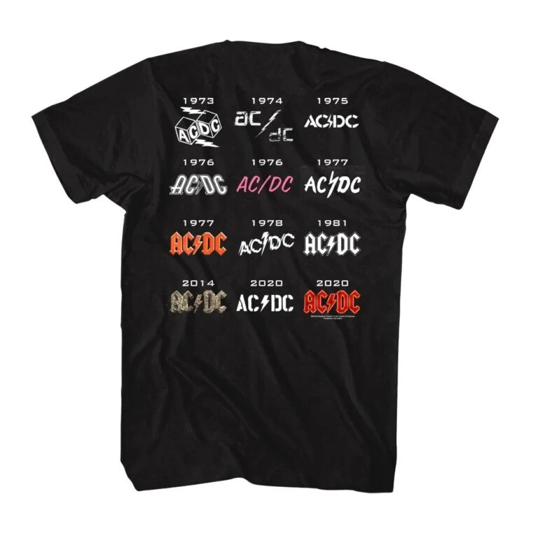 ACDC 50 Years of Iconic Logos Men’s T Shirt