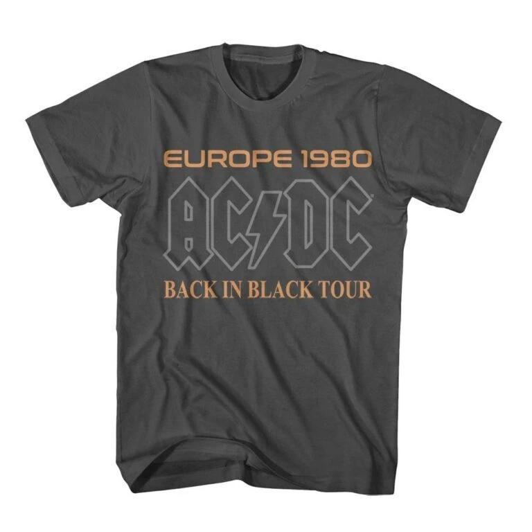 ACDC Europe Back in Black Tour 80 Men’s T Shirt