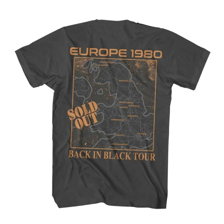 ACDC Europe Back in Black Tour 80 Men’s T Shirt