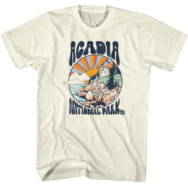 Acadia Park Lighthouse Sunrise Men’s T Shirt