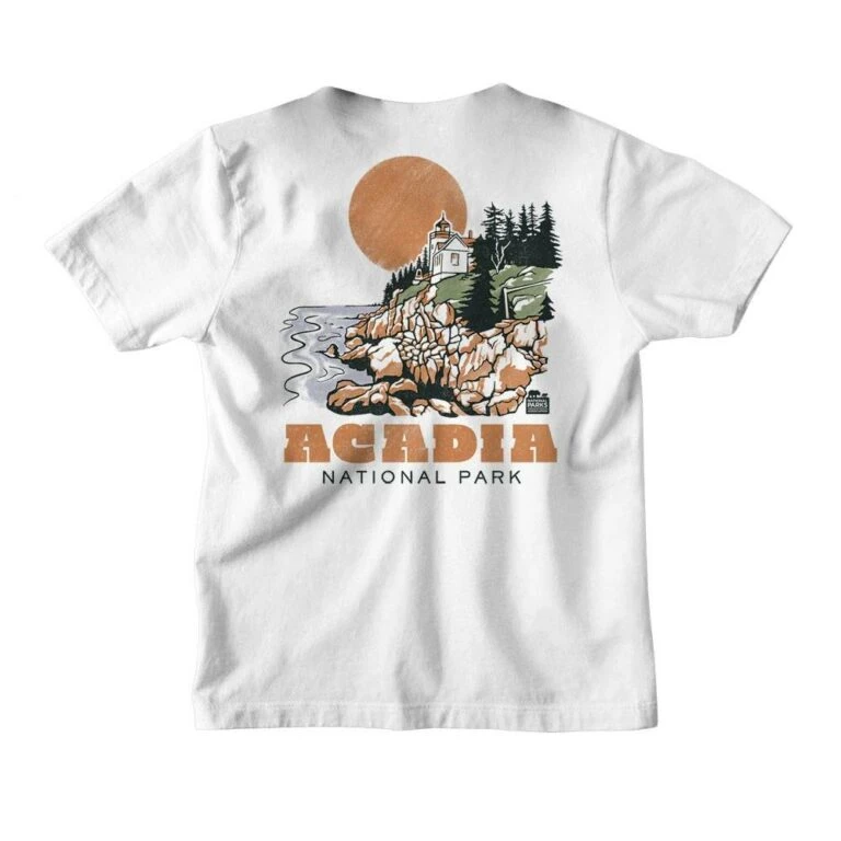 Acadia Lighthouse Bass Harbor Head Kids T Shirt - Image 4