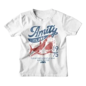Jaws Amity Island Clear Skies Kids T Shirt
