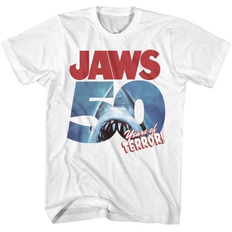 Jaws 50 Years of Terror Men’s T Shirt