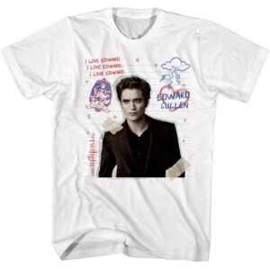Twilight I Love Edward Notebook Doodles Men’s T Shirt