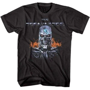 Terminator Flaming Cyborg Men’s T Shirt
