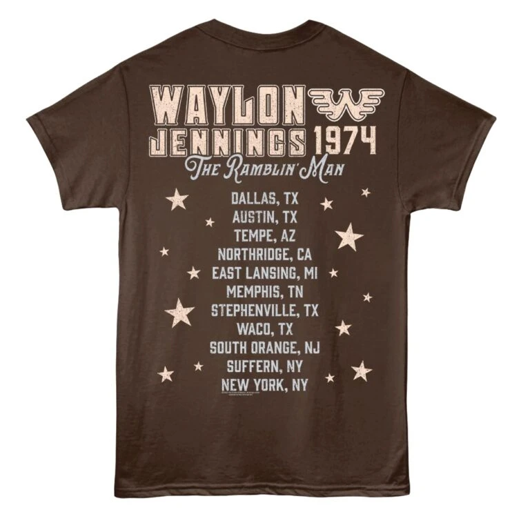 Waylon Jennings Ramblin Man Tour 1974 Men’s T Shirt