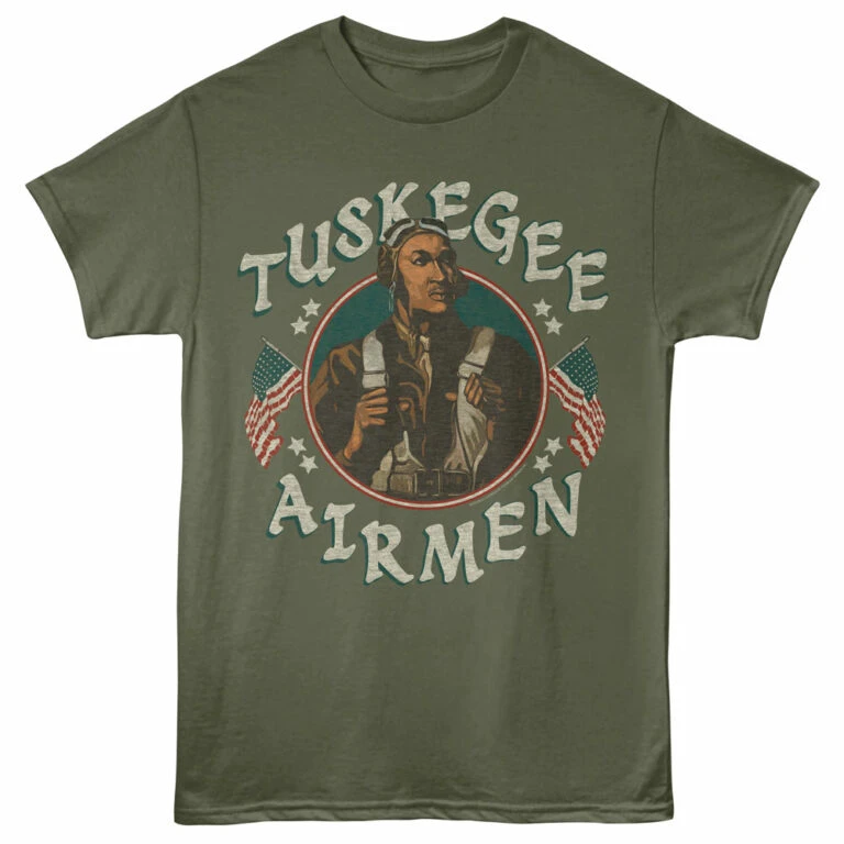 Tuskegee Airmen Diez Portrait Men's T Shirt Military Green