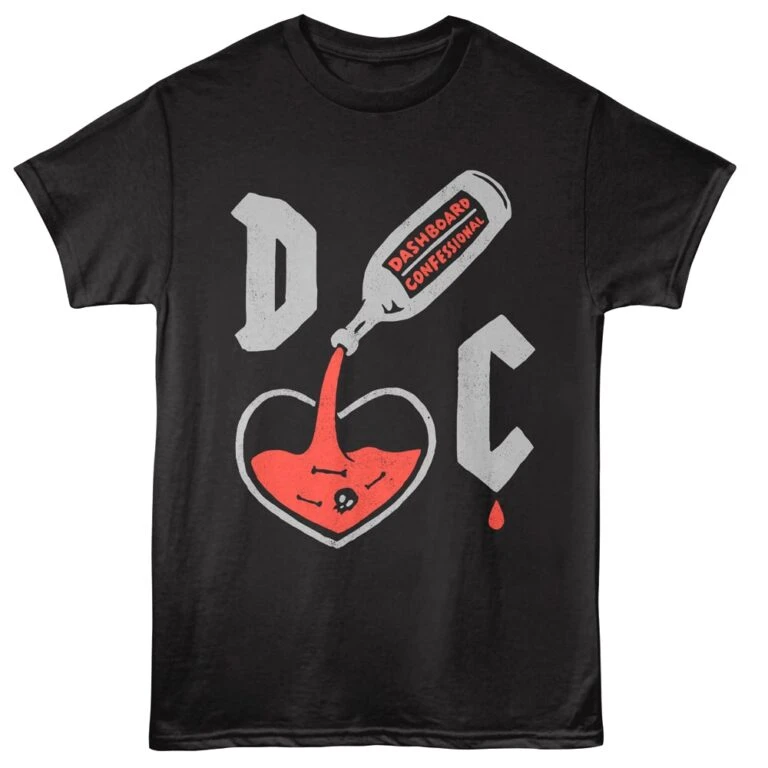 Dashboard Confessional Liquid Heart Men's T Shirt Black