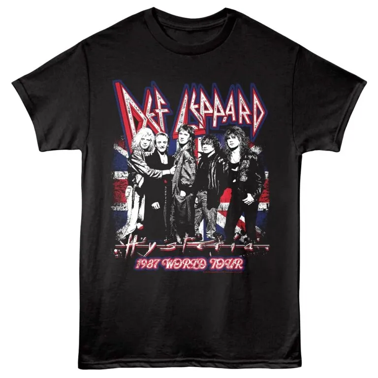Def Leppard Hysteria Tour UK 1987 Men's T Shirt Black