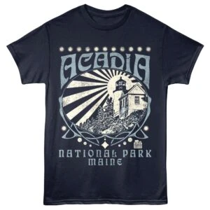 Acadia Lighthouse Shining Men's T Shirt Navy