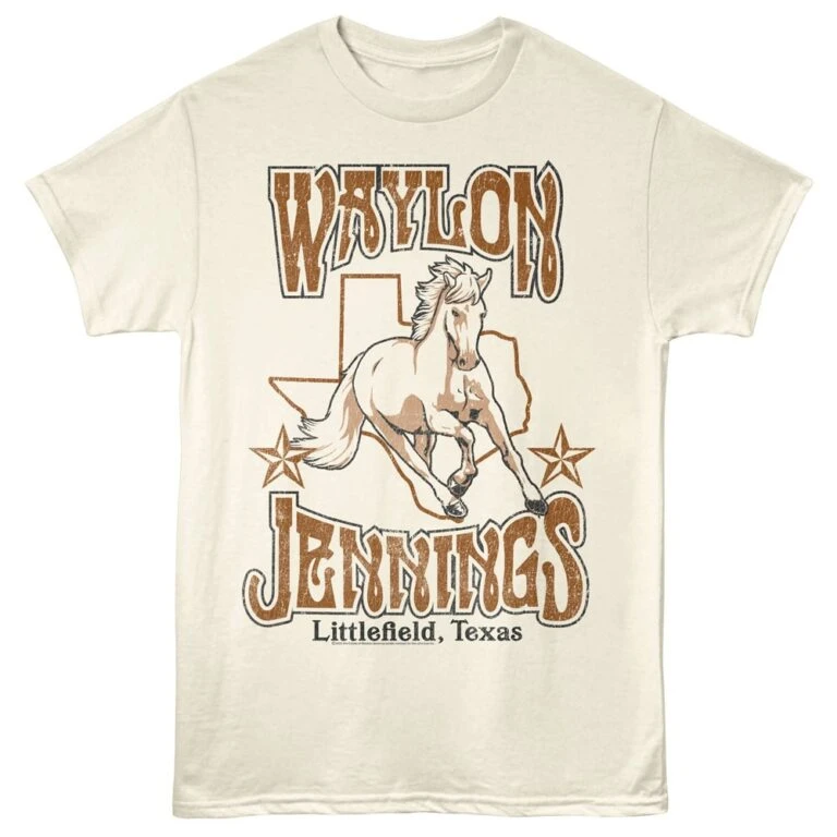 Waylon Jennings Littlefield Texas Men's T Shirt Ivory