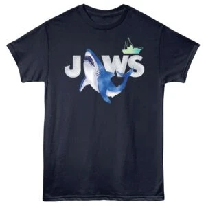 Jaws Watercolor Shark Men's T Shirt Navy