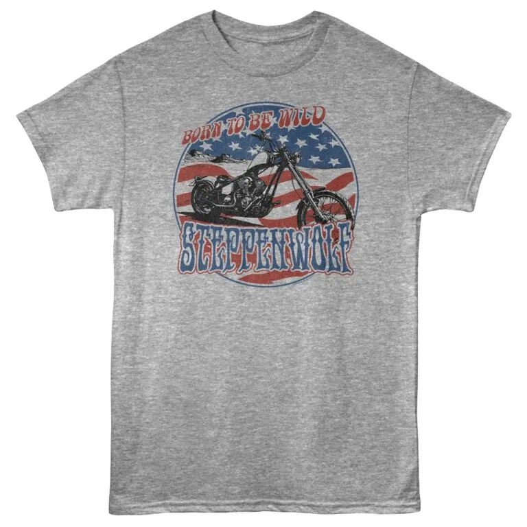 Steppenwolf Born to be Wild Biker Men's T Shirt Graphite Gray Heather