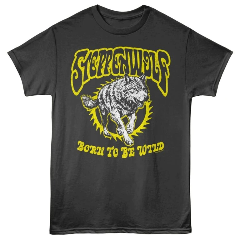 Steppenwolf Born to be Wild Wolf Men's T Shirt Charcoal